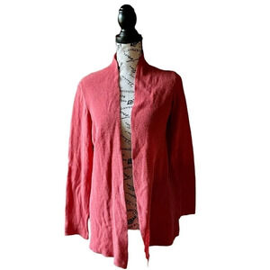 J. McLaughlin Womens Orange Linen Blend Shawl Collar Open Cardigan - S Classic